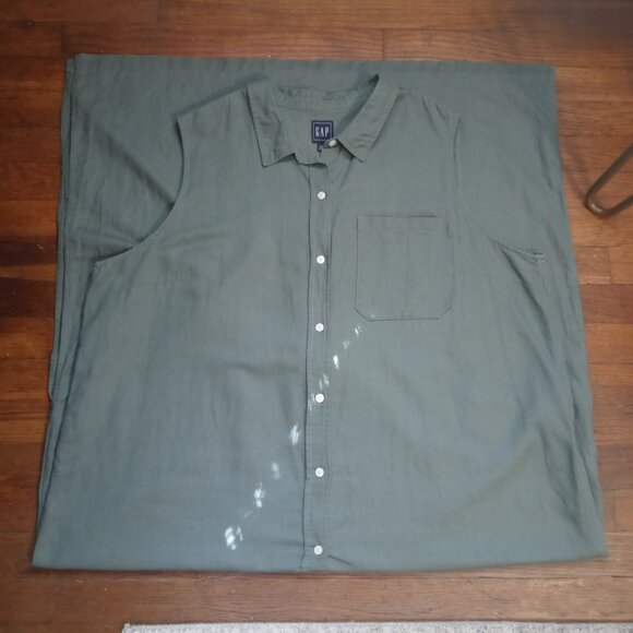 GAP linen blend sleeveless maxi shirt dress in mesculen green (XXL) - Picture 3 of 9